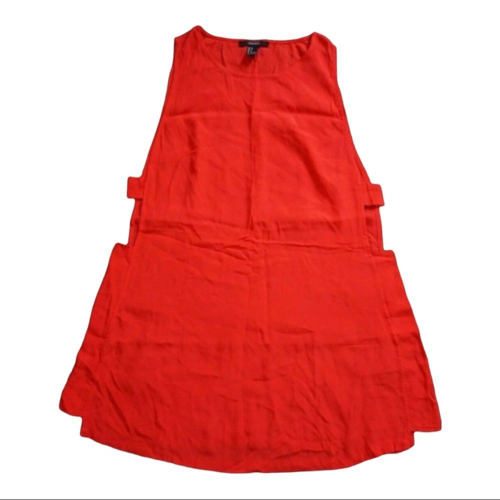 Red Sleeveless Cutout Tunic Blouse Flowy sz S